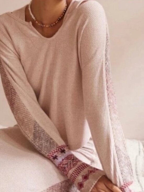 Anthropologie Sweaters - Anthropologie Daily Practice Soft Girl Mixed Knit Thermal Top Size XL
